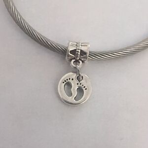 Silver Footprint‎ Charm for Pandora Style Bracelet